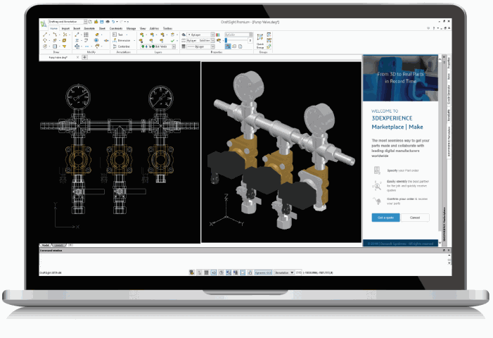 Solidworks Draftsight Enterprise Plus Funciones para crear formas 3D imagen de Draftsight Enterprise Plus Modelado en 3D