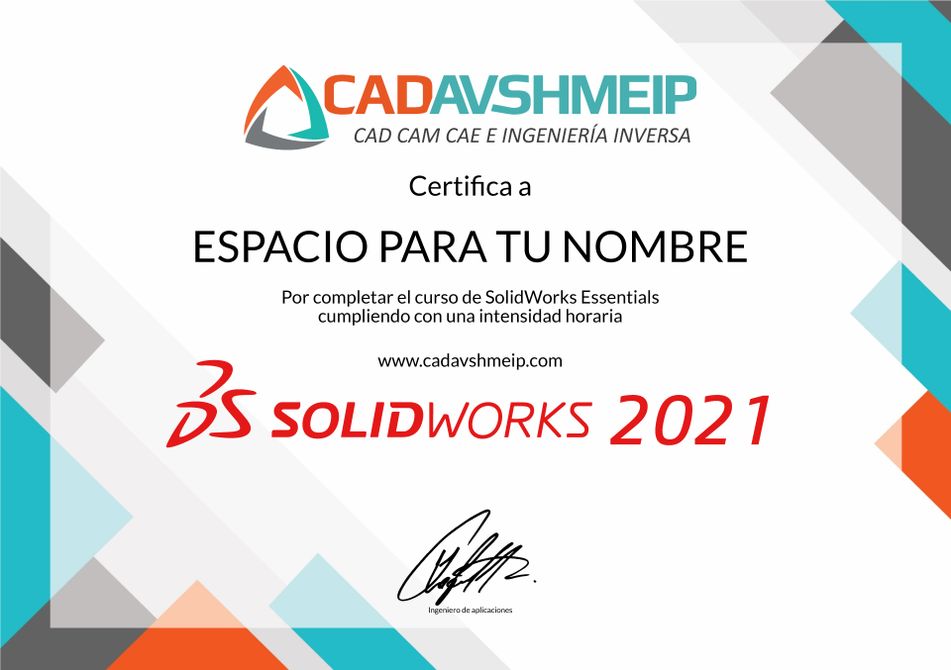 imagen de cerificación curso solidworks Básico