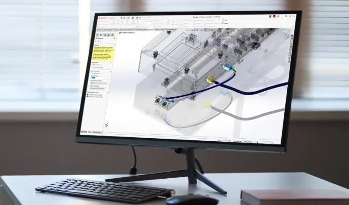 SolidWorks Electrical 3D optimiza el diseño eléctrico al integrar esquemas 2D con modelos 3D.