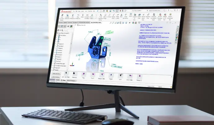 SolidWorks MBD traslada información de fabricación de dibujos 2D a modelos 3D estructurados.