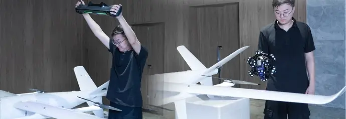 Modos duales del NimbleTrack Gen2: escaneo óptico 3D y escaneo portátil de área amplia